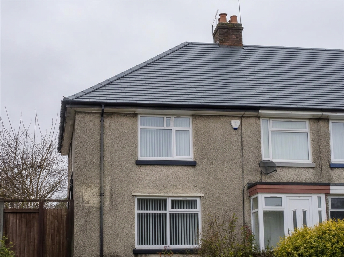 Moss-covered tiles to clean tiles — roof after professional cleaning